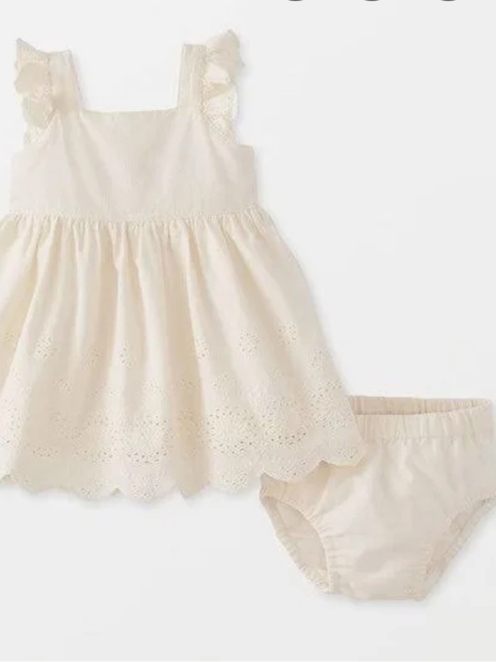 Hanna Andersson *100% cotton* Flutter sleeve linen eyelet dres & bloomer set
